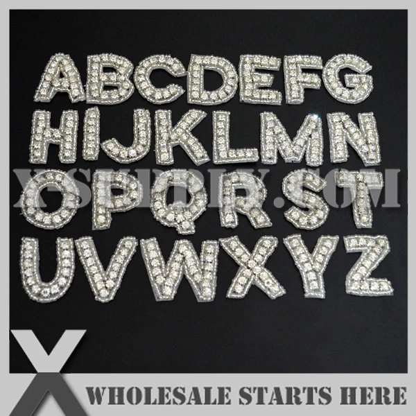 

(1000pcs/lot) DHL Free Shiping Iron On Letters Rhinestone Appliques, Crystal Letters,Mixed Letters for Headbands,X1-RAT2413
