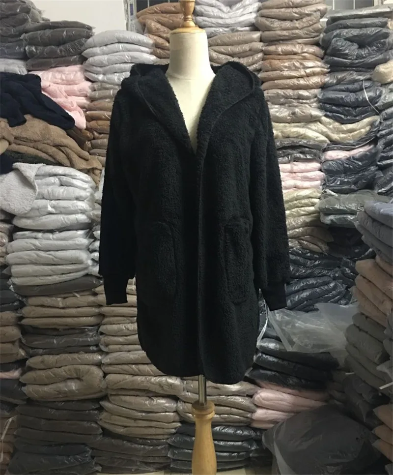 Большой размер, S-3XL, искусственный мех, плюшевый мишка, пальто, куртка, женская мода, открытая стежка, зимнее пальто с капюшоном, женское, длинный рукав, пушистая куртка