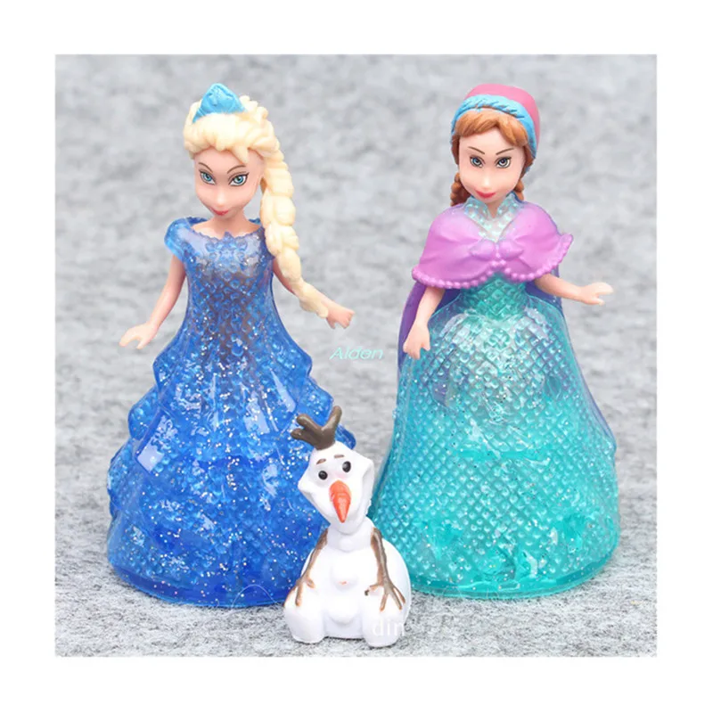 

3 Pcs/set Elsa Anna Pet Change Clothes Princess Play House Birthday Gift PVC Action Figure Collectible Model Toy OPP 10CM B2237