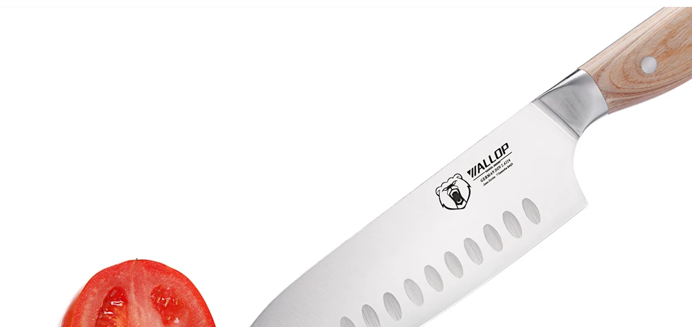 Нож WALLOP Santoku-немецкий Высокоуглеродистый нож из нержавеющей стали для мяса овощной нож шеф-повара-нескользящая эргономичная ручка-7''