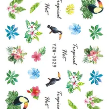 Тропический Фламинго 3D наклейки для ногтей Цветок Птица красивые DIY клей Маникюр украшения для ногтей наклейки