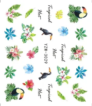 

Tropical Flamingo 3D Tips Nail Decals Flower Bird Beautiful DIY Adhesive Manicure Decorations for Nail Sticker