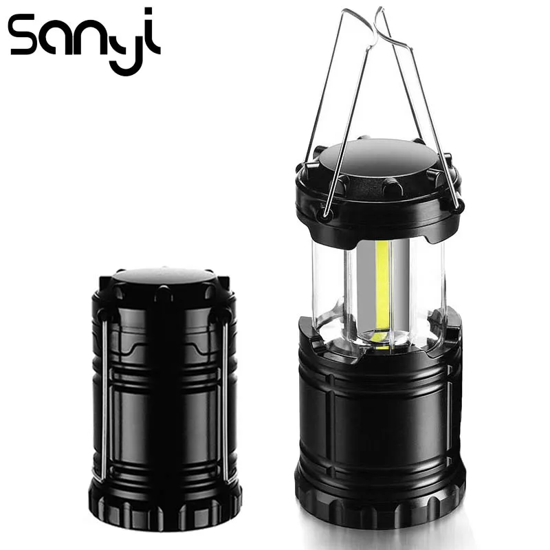 SANYI COB LED Mini Portable Lantern Tent Lamp Torch Weight Foldable