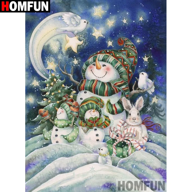 HOMFUN Full Square/Round Drill 5D DIY Diamond Painting &quotCartoon snowman&quot Embroidery Cross Stitch 3D Home Decor Gift A17685 | Дом и сад