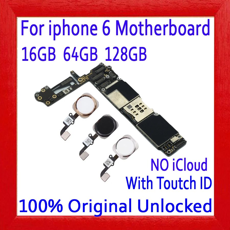 16 Гб/64 Гб/128 ГБ для iphone 6 4,7 дюймов материнская плата с сенсорным ID, разблокированый для iphone 6 материнская плата, без iCloud