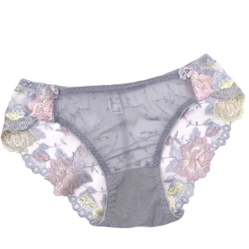1pcs Women Elegant Briefs Female Sexy Lingerie Underwear Lace Panties Ultra-thin Panties Embroidery Low Rise Transparent Panties