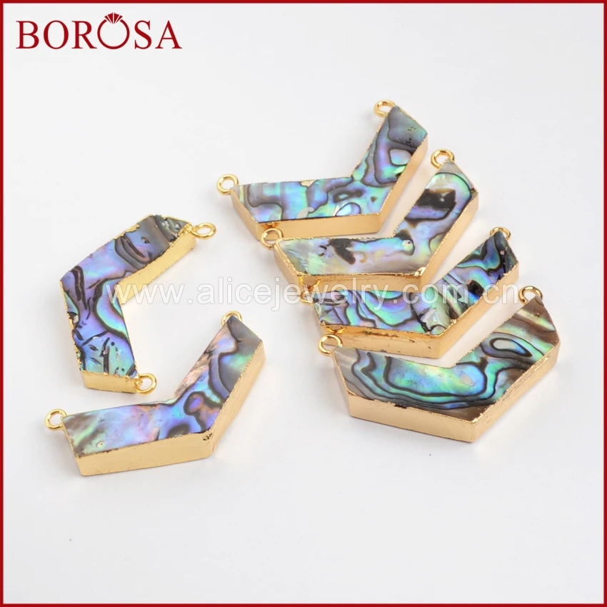 BOROSA V форма золотой цвет натуральный Abalone корпус соединителя двойной Bails Модный