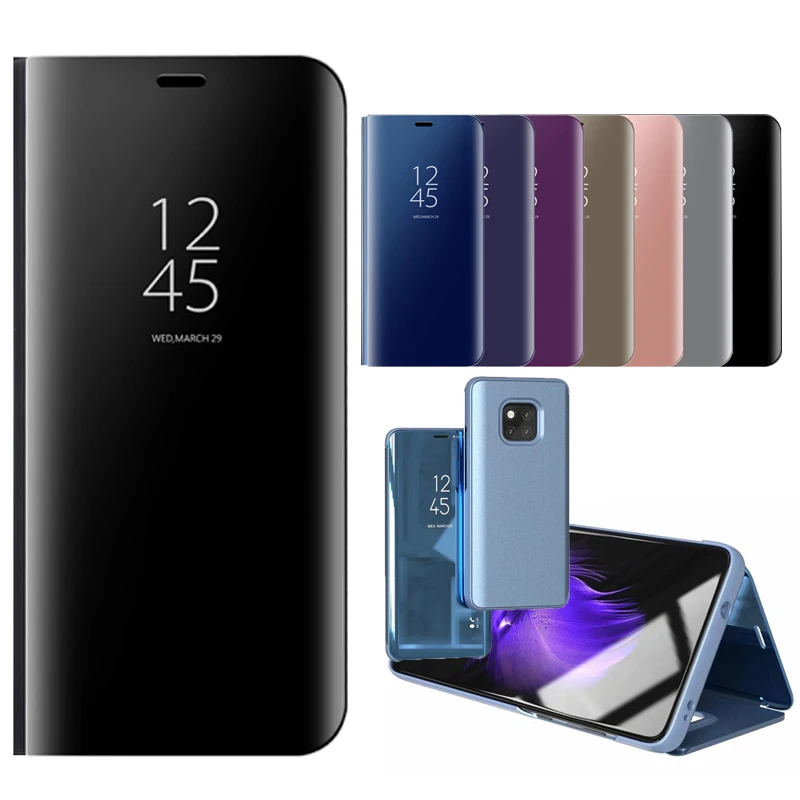 

For Huawei Mate 20 Pro Case 6.39'' Flip Mirror Stand Phone Cases For Huawei Mate 20Pro Case Cover Full Protective Mate20 Pro