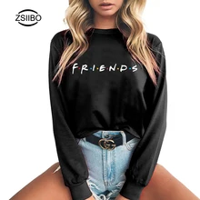 Толстовки размера плюс для женщин s друзья ТВ шоу принт о-образный вырез зимние толстовки для женщин толстовки повседневные топы с длинным рукавом женская одежда