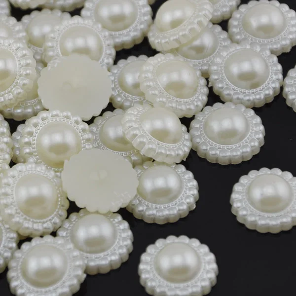 

Free Shipping 10Pcs/lot 20mm Beige Imitation Pearls Half Round Flatback Beads Wedding Cards Embellishments DIY Decoration