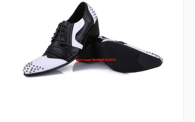 Choudory/Мужская обувь Обувь на высоком каблуке шипованные Мокасины с острым носком туфли Zapatos Hombre Vestir на шнуровке оксфорды Большие размеры