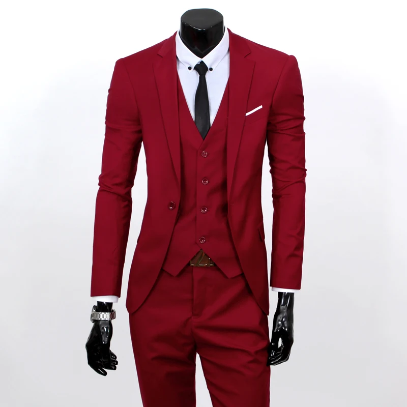 Suit jacket + Vest + trousers/ Three-piece sets / 2016 new men's one button wedding blazers coat / Men's waistcoat and pants