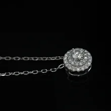 LASAMERO Halo 0.327CT 18k Gold Round Cut Square Center Pave Set Natural Diamond Pendant Necklace Chain Women Fine Jewelry