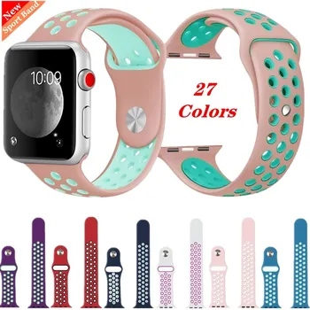 

Sport Silicone Watchband For Apple Watch Strap 44/40/42/38mm Soft Rubber Breathable hole Replacement Bracelet For iwatch 4/3/2/1