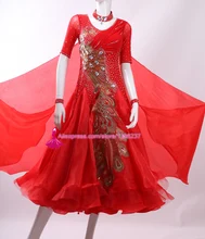 Red Standard Ballroom Dance Dress Women High Quality Custom Made Stage Competition Tango Waltz Ballroom Dancing Dresses