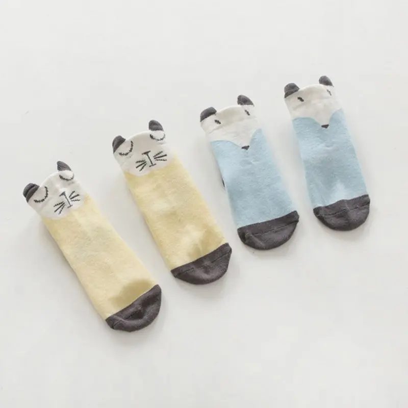 

Cartoon Newborn Cotton Fox Cat Printed Anti-slip Knee Socks Kids Baby Stockings 0-4Y