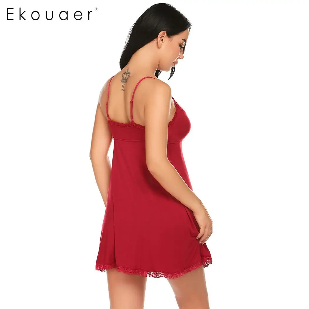 Ekouaer женское нижнее белье пикантная кружевная пижама в стиле пэчворк Сексуальная сорочка на бретельках летняя одежда для сна