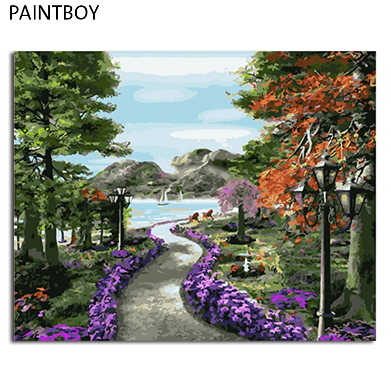 

PAINTBOY Landscape Framed Pictures Painting By Numbers Painting and Calligraphy DIY Coloring By Numbers on Canvas