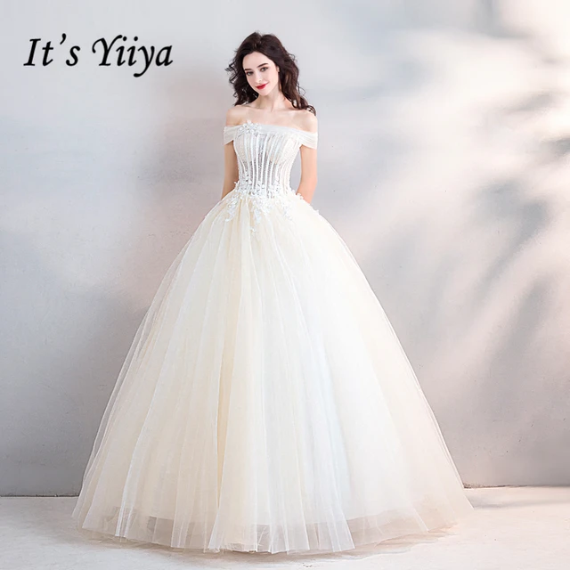 Short Sleeve Wedding Dress Bling