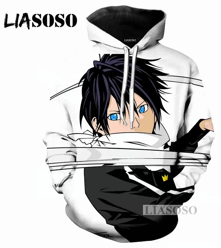 LIASOSO, осенняя Новинка, мужская, женская модная толстовка, 3D принт, аниме, Noragami, толстовка с длинным рукавом, хип-хоп, топ, Harajuku, пуловер, D019-2 - Цвет: 9