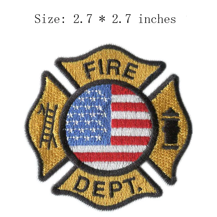 FIRE DEPT вышивка патч 2 7 &quotширокий/желтый/конкурс патч/самоклеющиеся|embroidery patch|patches
