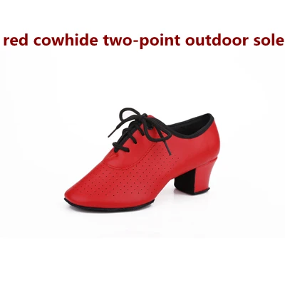 Women's Leather Latin Dance Shoes Ballroom Dancing Shoes Soft Sole Sailor Dance Shoes Adult Practice Dance Shoes Of Cloth - Цвет: red 2-point outdoor