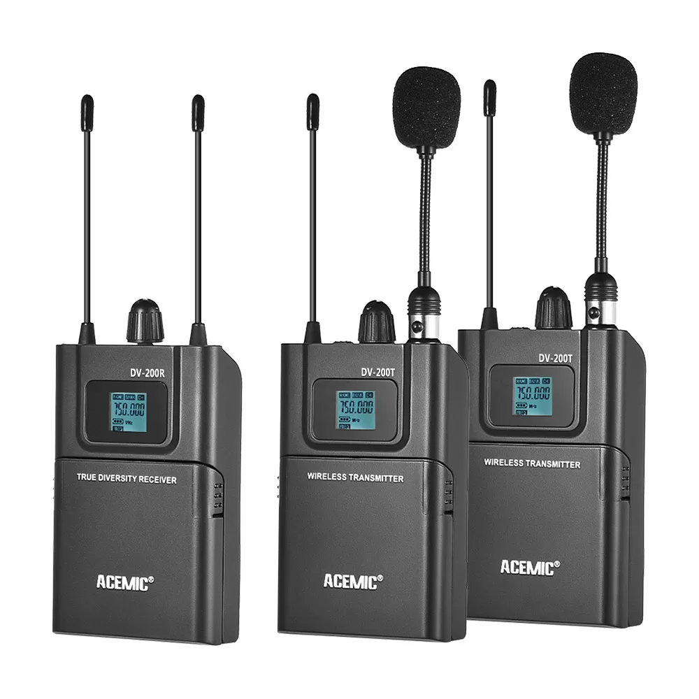 Аккумуляторная двухканальная беспроводная камера DV 200 UHF/DSLR/мобильный телефон/i