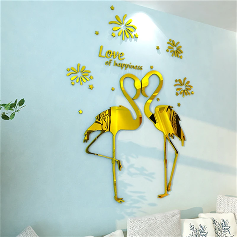 Love Birds Acrylic 3d Threedimensional Wall Stickers Romantic Wedding