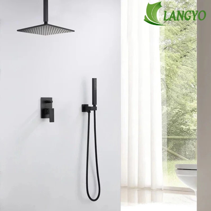 Günstig LANGYO Messing Schwarz Bad Dusche Set 8 \