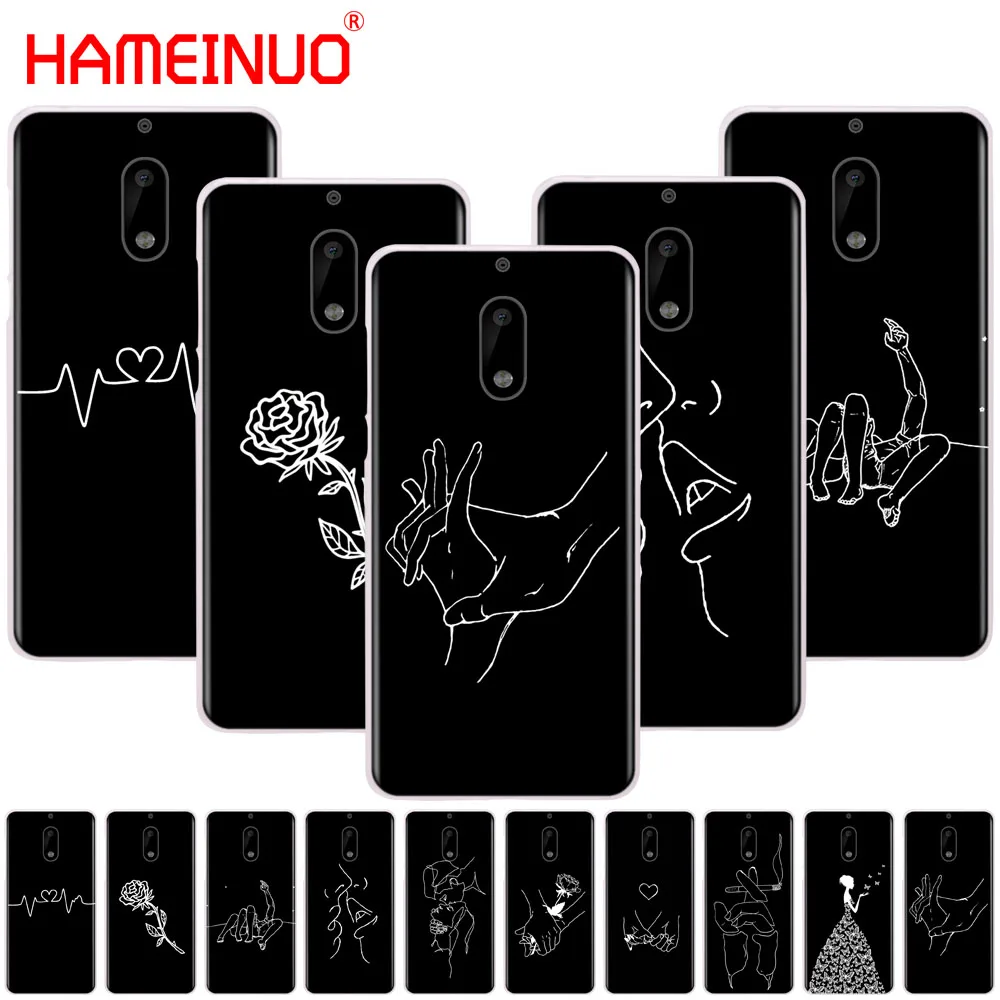 

HAMEINUO Art White Line Kiss Love Heart Flower Rose Girl cover phone case for Nokia 9 8 7 6 5 3 Lumia 630 640 640XL 2018