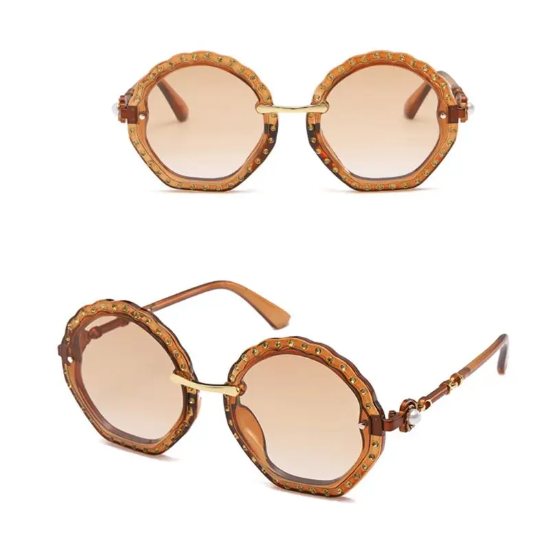 2019 новые модные женские туфли солнцезащитные очки Shell Frame имитация бриллиантов леди солнцезащитные очки с цветами и жемчугом Стиль
