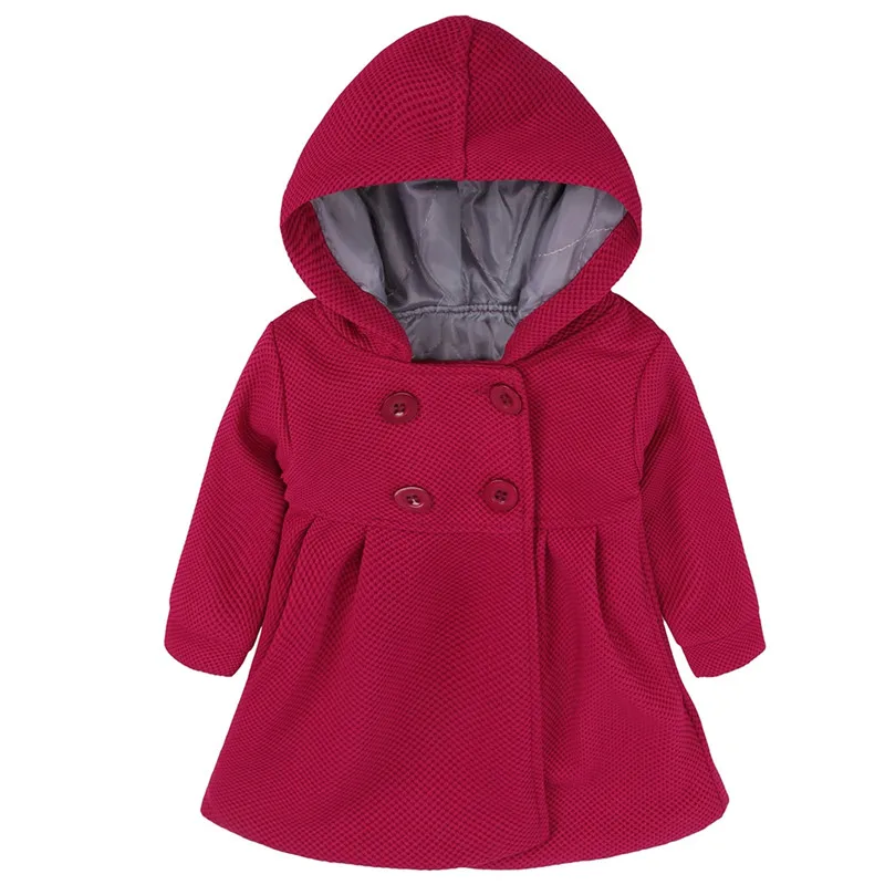 Куртки для девочек, осенне-зимние куртки с капюшоном и длинными рукавами для малышей, Новое поступление, однотонная одежда для маленьких девочек, вечерние, 9-24 мес. W - Цвет: color as picture