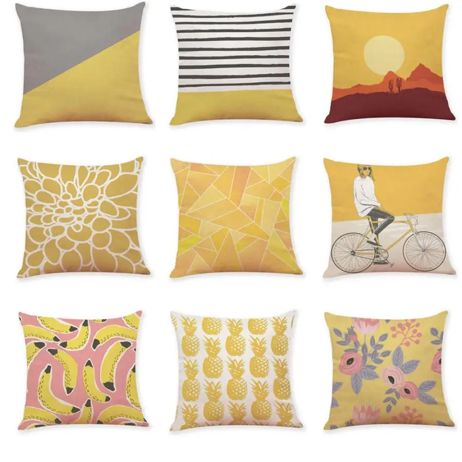 

Yellow Decorative Pillows Geometric Pillows Case Gray Geometric Cushion Cover Home Decor Nordic Style Velvet Cushions for Sofa