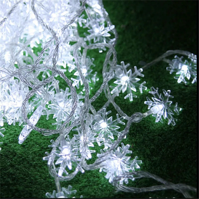 10M 50 LED Snowflake String Fairy Lights New Year Xmas Party Wedding Garden Light Lamp Garland Decoration Christmas Lights