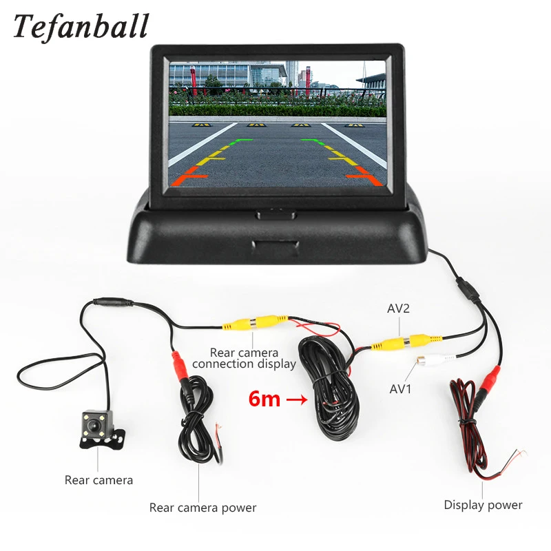 Беспроводной 4,3 дюймовый TFT ЖК-монитор автомобиля складной монитор дисплей камера заднего вида парковочная система для автомобиля заднего вида NTSC PAL