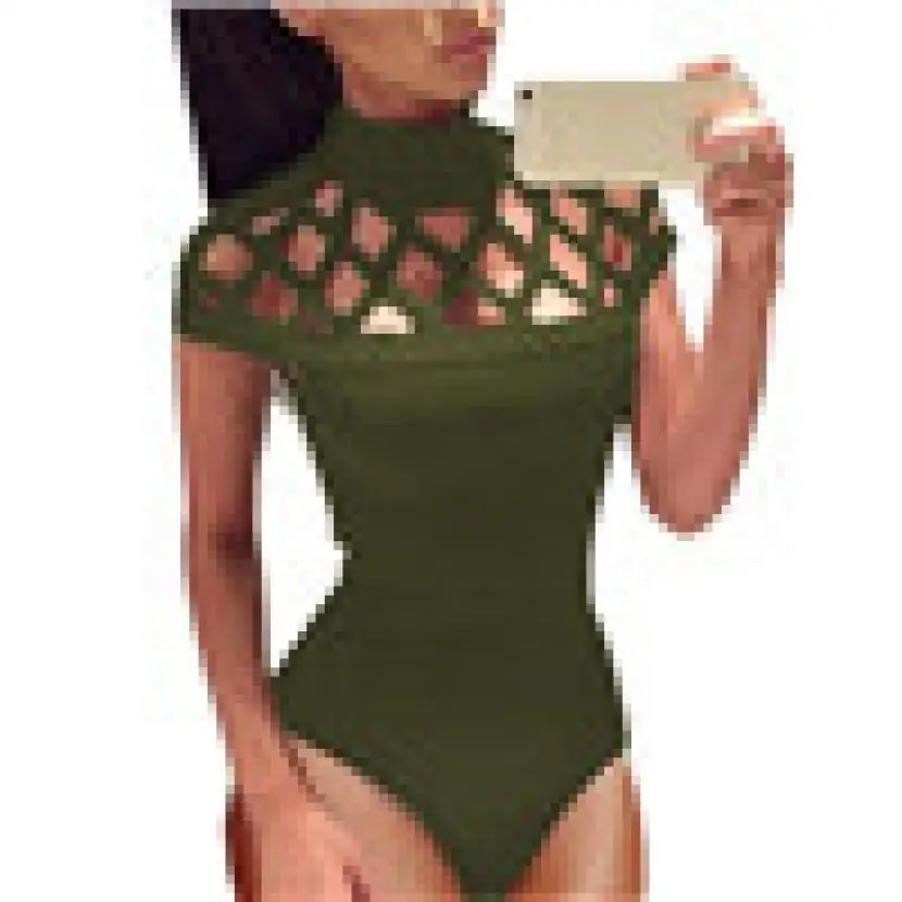 CHAMSGEND женские колье High Neck Bodycon клетке рукава комбинезон Комбинезон Брюки Новое
