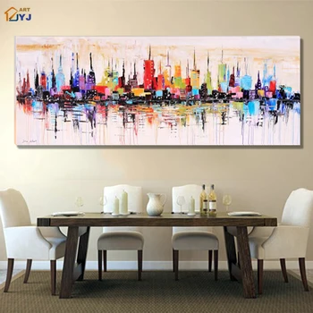 

Unframed New York City Picture Canvas Wall Art 100% Hand Painted Modern Abstract Oil Painting Gift for Living Room Home Decor