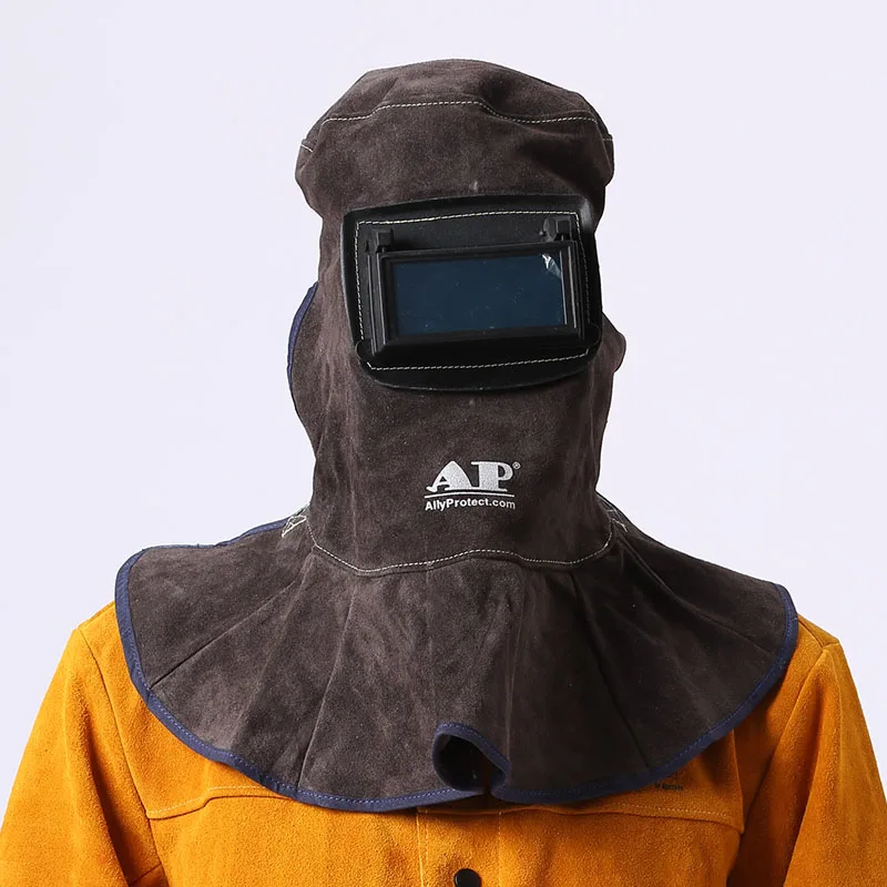 Коровья кожа сварка защитный шлем коричневый яловой спилок крышка Защитная маска-щиток с авто темный фильтр AP-3001