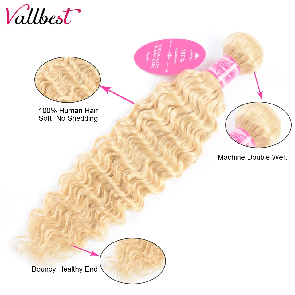 Vallbest Brazilian Deep Wave 613 Bundles With Frontal 100% Human Hair Blonde 4 Bundles With Lace Frontal Remy Hair Extension Vallbest Brazilian Deep Wave 613 Bundles With Frontal 100% Human Hair Blonde 4 Bundles With Lace Frontal Remy Hair Extension