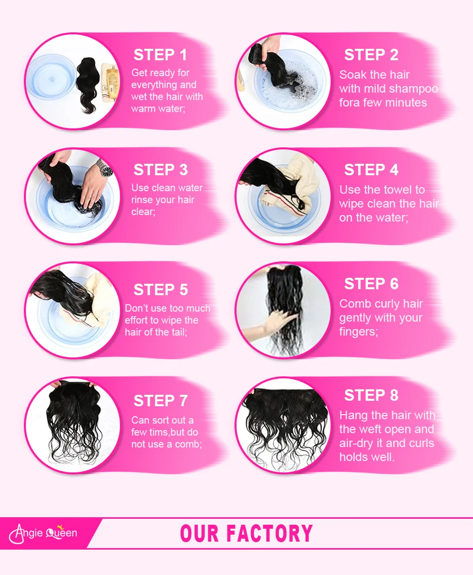 Angie Queen 3 Bundles with Frontal Peruvian Silky Straight Virgin Huma