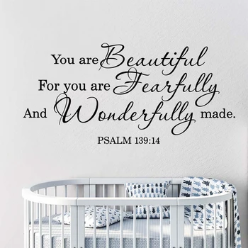 

Psalm 139:14 You Are Beautiful Wall Sticker Bedroom Bible Verse Jesus Lord Words Wall Decal Living Room Vinyl Decor