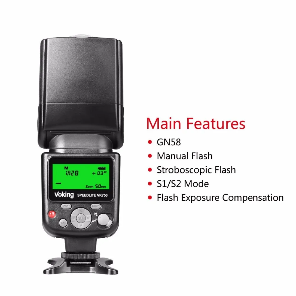 Ручная вспышка Voking VK750 Speedlite с ЖК дисплеем для Canon Nikon Panasonic Olympus Pentax и других DSLR