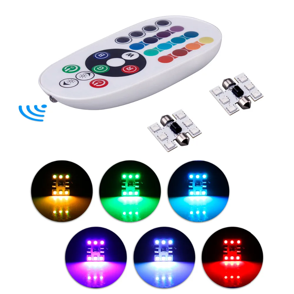 2 шт. RGB 5050 6SMD гирлянда светильник 1 Вт купольный Автомобильные светодиодные