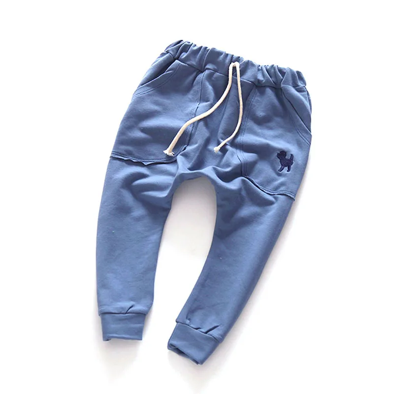 Модные длинные штаны для мальчиков, Детские хлопковые брюки из Харлана средней эластичности, однотонные штаны - Цвет: Небесно-голубой