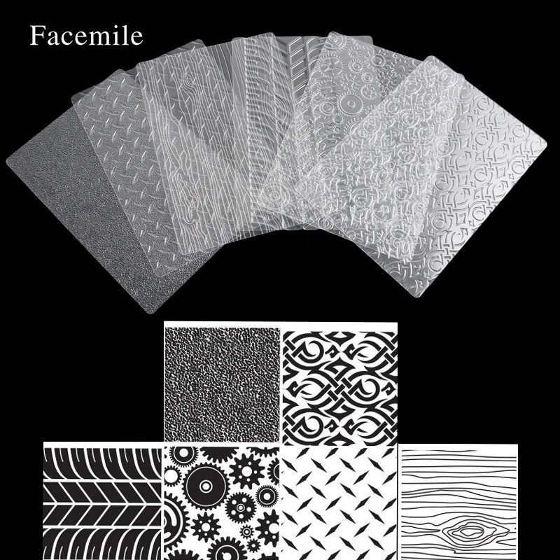 

Facemile 6PCS/Set 4 Styles Texture Plastic Mold Mat Bakeware Texture Sheet Set Tyre Texture Mat Fondant Cake Decorating Tools