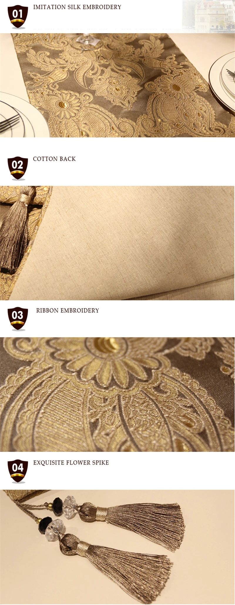 3 Colors European Concise Table Runners For Wedding Luxurious Embroidered Cotton Linen Table Runner Cabinet Cover Home Decor    