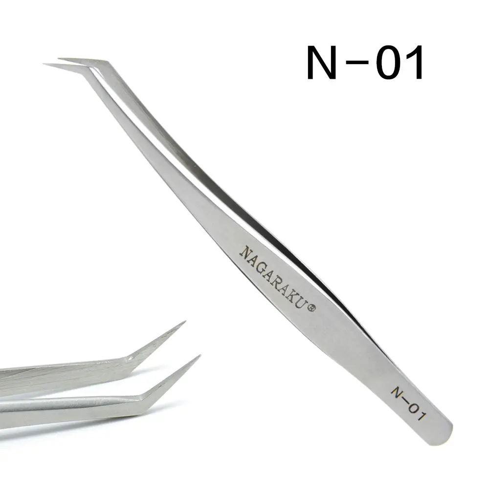Nagaraku нержавеющая сталь Tweezers Пинцет особенно для норки наращивание ресниц ресницы изогнутые прямые клип пинцеты - Цвет: N-01