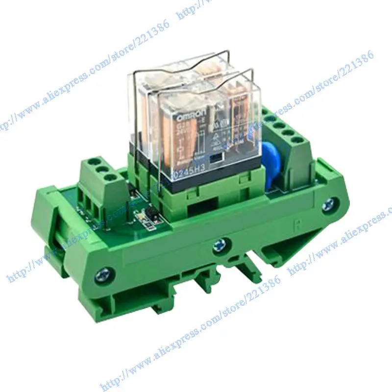 

2 Channel 1 SPDT DIN Rail Mount OMRON G2R 24V DC/AC 16A Interface Relay Module
