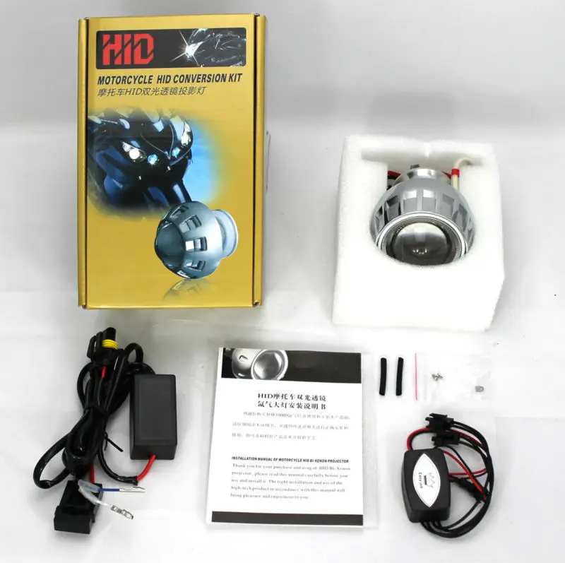 Лучшая продажа! HID Bi Xenon комплект объективов для проектора мотоцикла H7 H1 H4 Bule Angel Eye