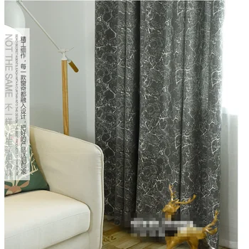 

Custom curtain Simple modern gray jacquard chenille yarn dyed geometric shading bedroom livingroom blackout curtain M277